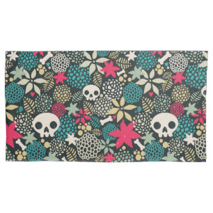 Skull in flowers pillowcase