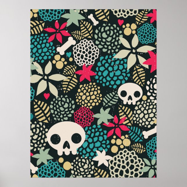 Skull in flowers poster (Front)