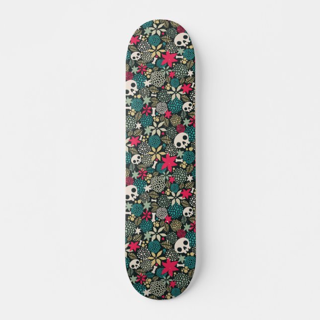 Skull in flowers skateboard (Front)