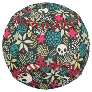 Skull in flowers softball