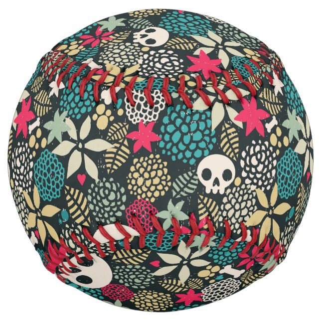 Skull in flowers softball (Front)