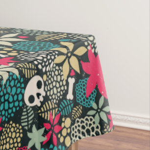 Skull in flowers tablecloth