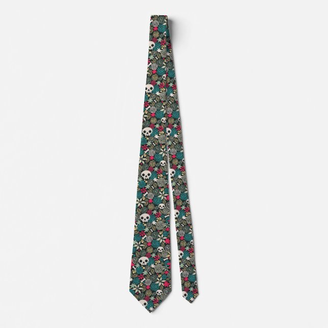 Skull in flowers tie (Front)