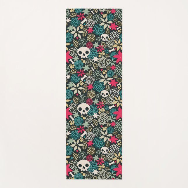 Skull in flowers yoga mat (Front)