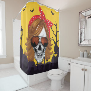 Skull in Graveyard Shower Curtain