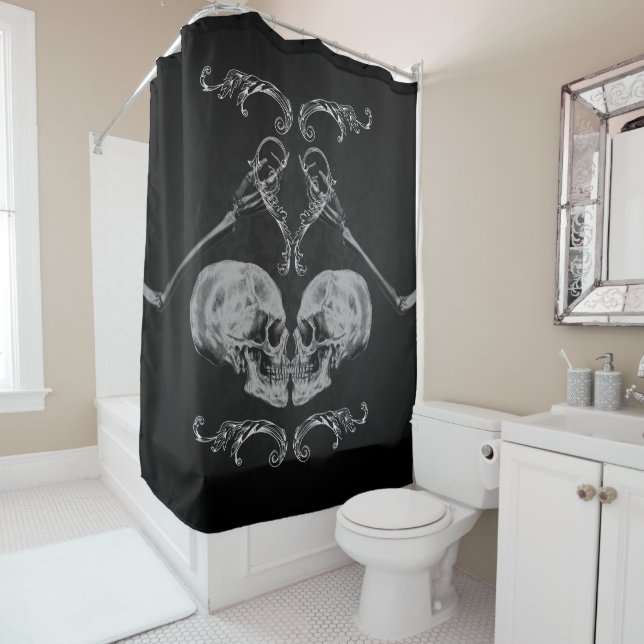 "Skull in Love" Vintage Skeletons Black (In Situ)