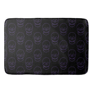 Skull in Purple and Black Bath Mat