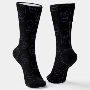 Skull in Purple and Black Socks