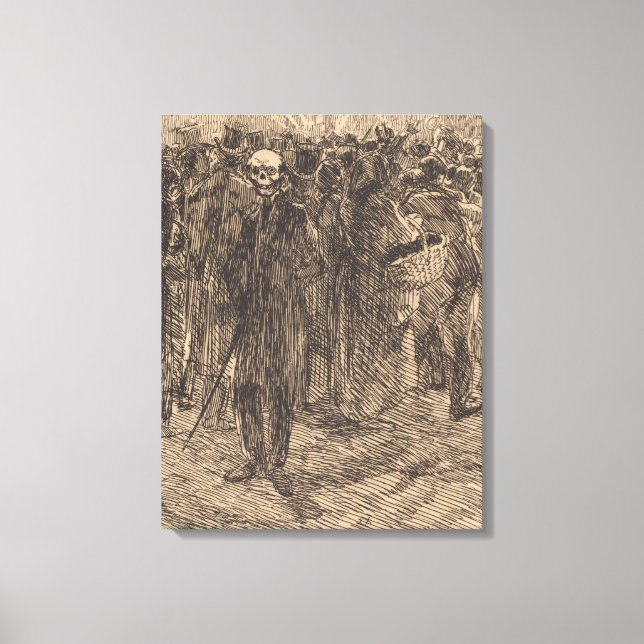 Skull in the Crowd (by Albert Besnard) Canvas Print (Front)