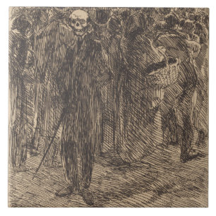 Skull in the Crowd (by Albert Besnard) Tile
