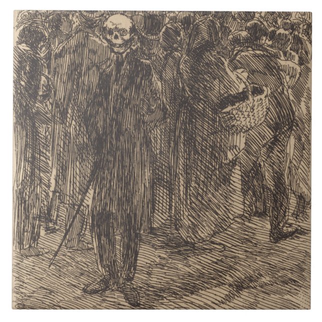 Skull in the Crowd (by Albert Besnard) Tile (Front)