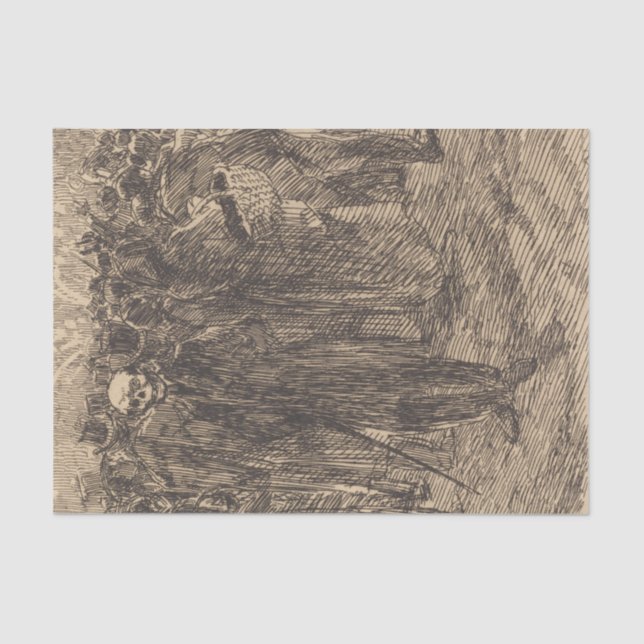 Skull in the Crowd (by Albert Besnard) Tissue Paper (Front)