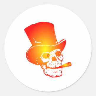 Skull in Top Hat by Chillee Wilson Classic Round Sticker