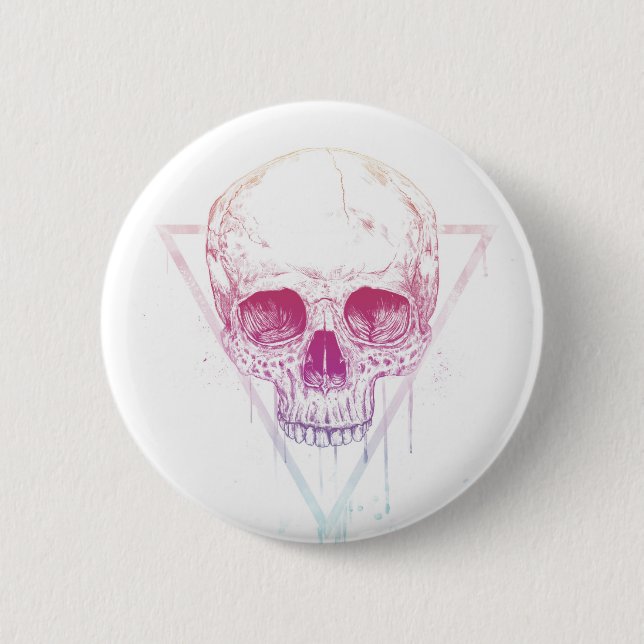Skull in triangle 2 inch round button (Front)