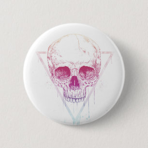 Skull in triangle 2 inch round button