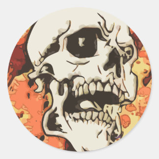 Skull in yellow classic round sticker