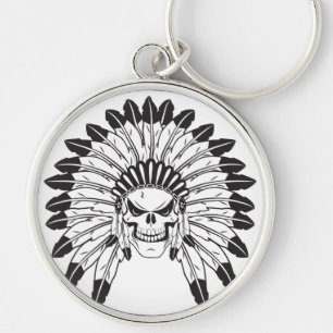 Skull Indian Chief Keychain