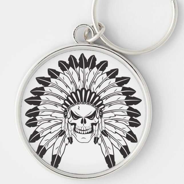 Skull Indian Chief Keychain (Front)