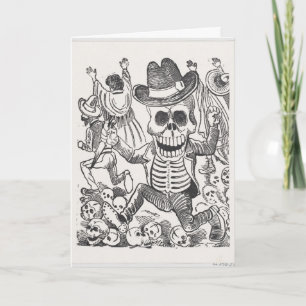 Skull ink drawing Halloween greeting card