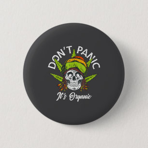 Skull Jamaica Rasta Funny Don´t Panic It´s Organic 2 Inch Round Button