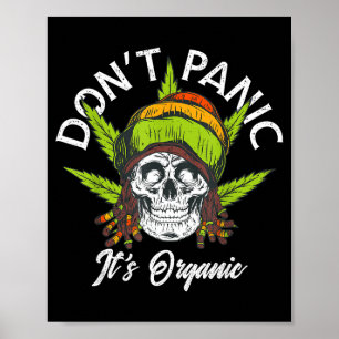 Skull Jamaica Rasta Funny Don´t Panic It´s Organic Poster
