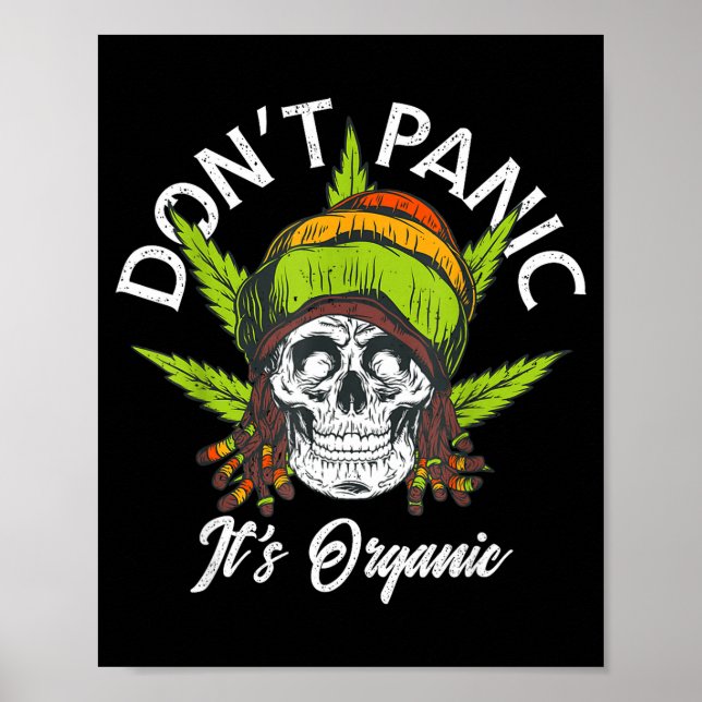 Skull Jamaica Rasta Funny Don´t Panic It´s Organic Poster (Front)