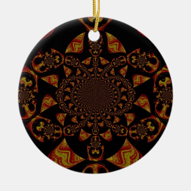 Skull Kaleidoscope Art Print Ceramic Ornament (Front)