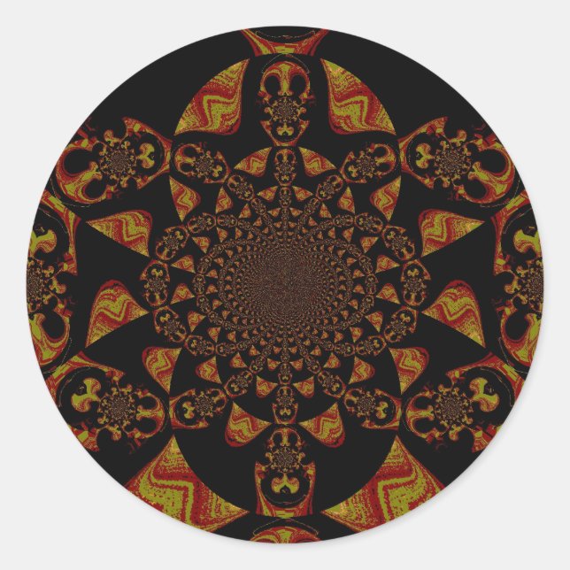 Skull Kaleidoscope Art Print Classic Round Sticker (Front)