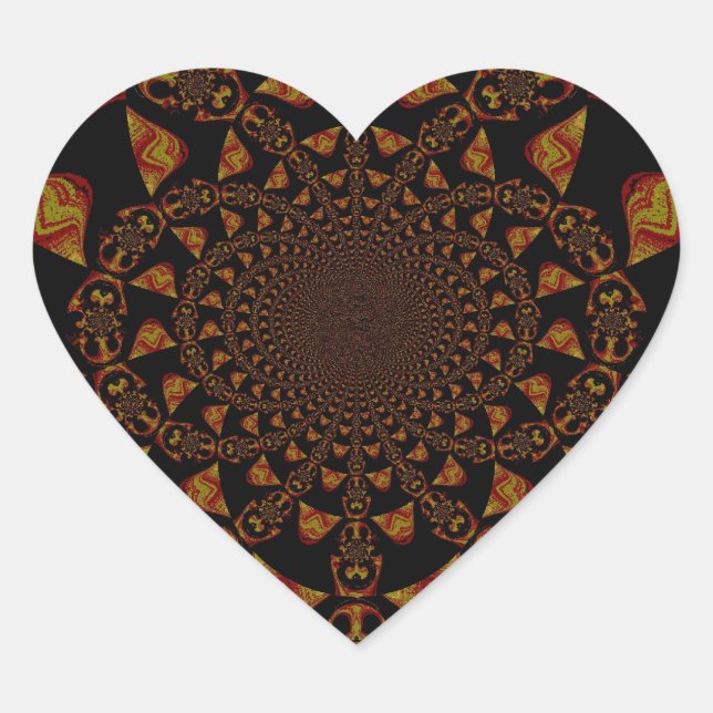 Skull Kaleidoscope Art Print Heart Sticker (Front)