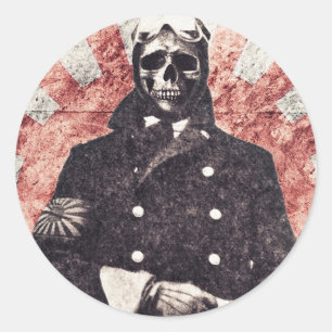Skull kamikaze classic round sticker