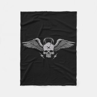 Skull Kettlebell Workout Strength Training Gym  Fleece Blanket