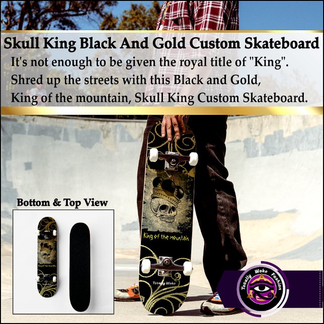 Skull King Black And Gold Custom Skateboard (Creator Uploaded)