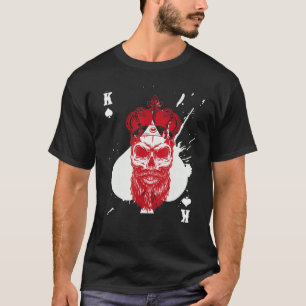 Skull King of Spades Bearded Skull Poker Card Game T-Shirt
