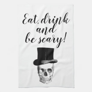 skull kitchen towels