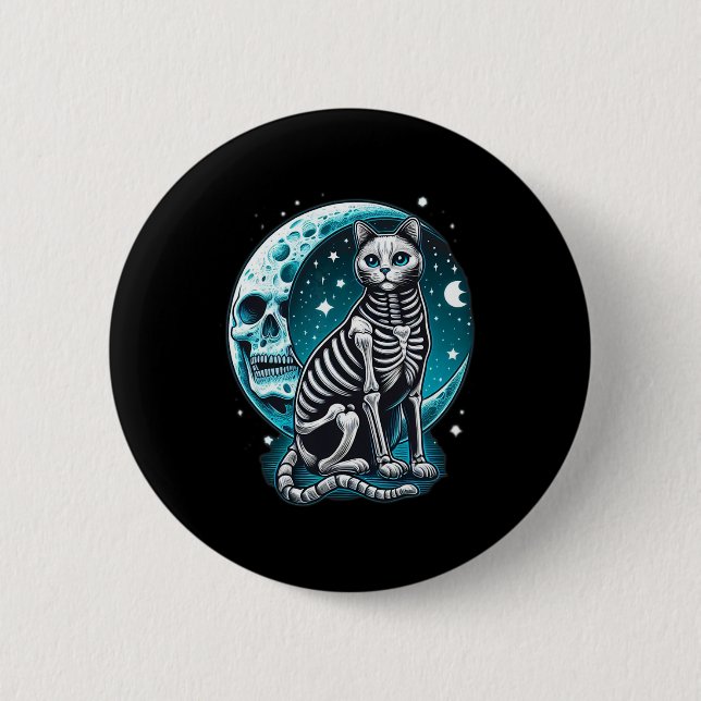 Skull - Kitty Skeleton Halloween Costume Idea  2 Inch Round Button (Front)