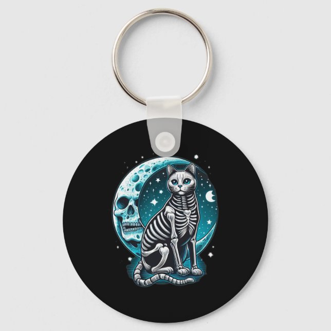 Skull - Kitty Skeleton Halloween Costume Idea  Keychain (Front)