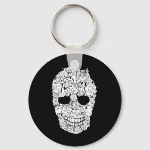 Skull Kitty Skeleton Halloween Costume Scary Cat S Keychain