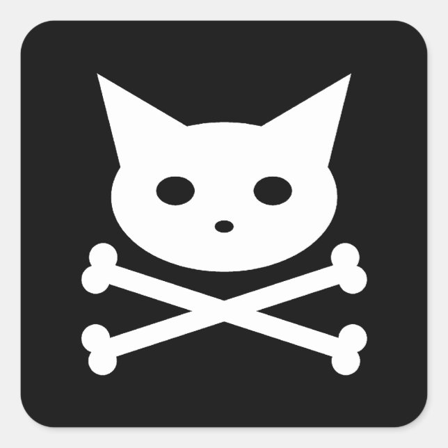 Skull Kitty Square Sticker (Front)
