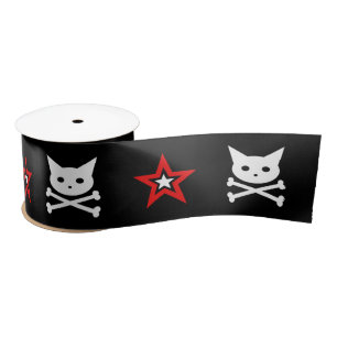Skull Kitty & Stars {CRAFTY} Satin Ribbon