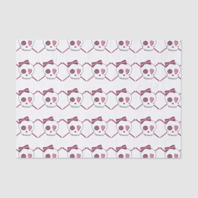 Skull & Knitting Needles (Hair Bow) Tissue Paper (Front)