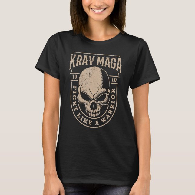 Skull Krav Maga Warrior Combat And Self Defence T-Shirt (Front)