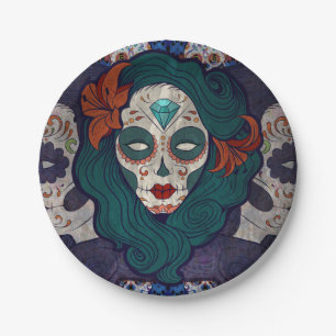 Skull Ladies Paper Plate