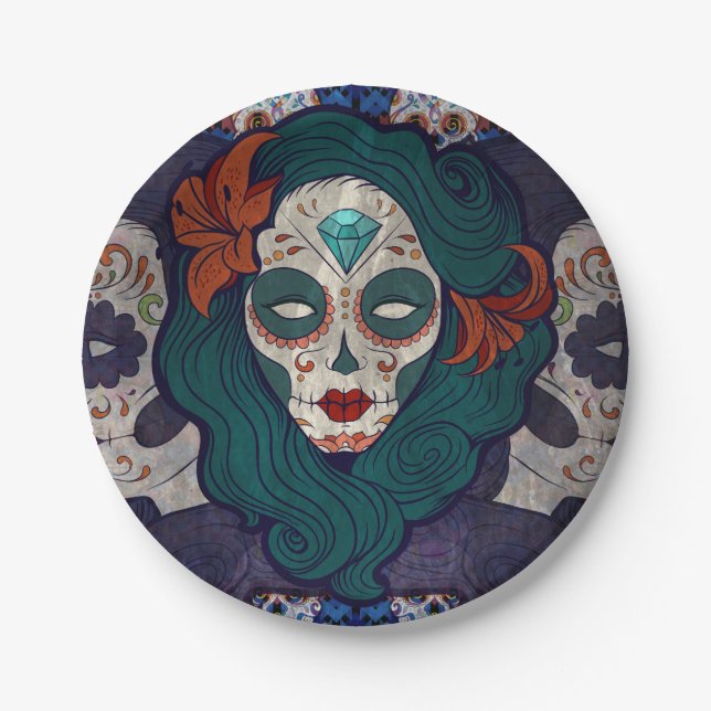 Skull Ladies Paper Plate (Front)