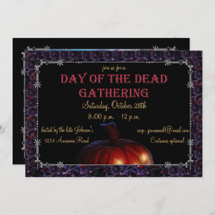 Skull Lady & Jack-o-lantern Dias de los Muertos Invitation