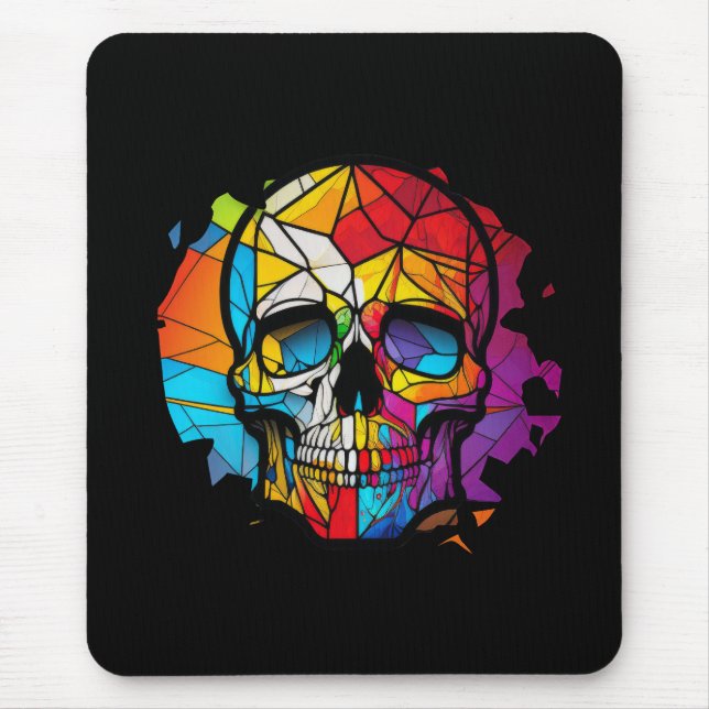 Skull Life Time Stained Glass Character Mouse Pad (Front)