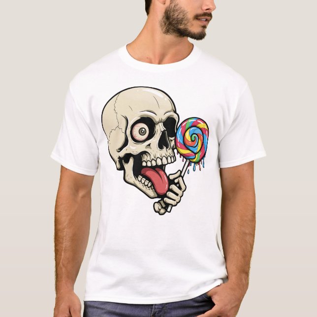  Skull Lollipop T-Shirt - Creepy Skeleton Candy  (Front)
