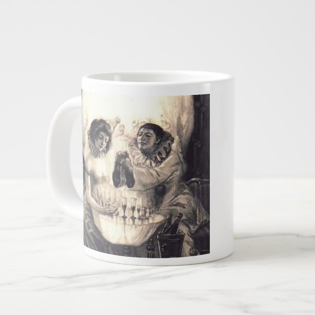 Skull Love, Vintage Optical Illusion Coffee Mug (Front Left)