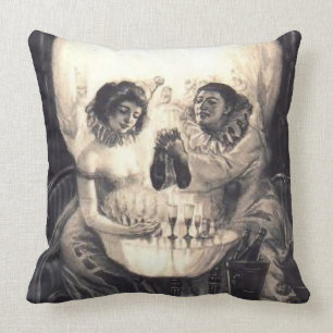 Skull Love, Vintage Victorian Optical Illusion Throw Pillow