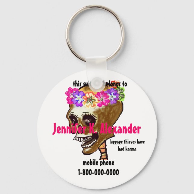 Skull luggage bag I.D. tag Keychain (Front)