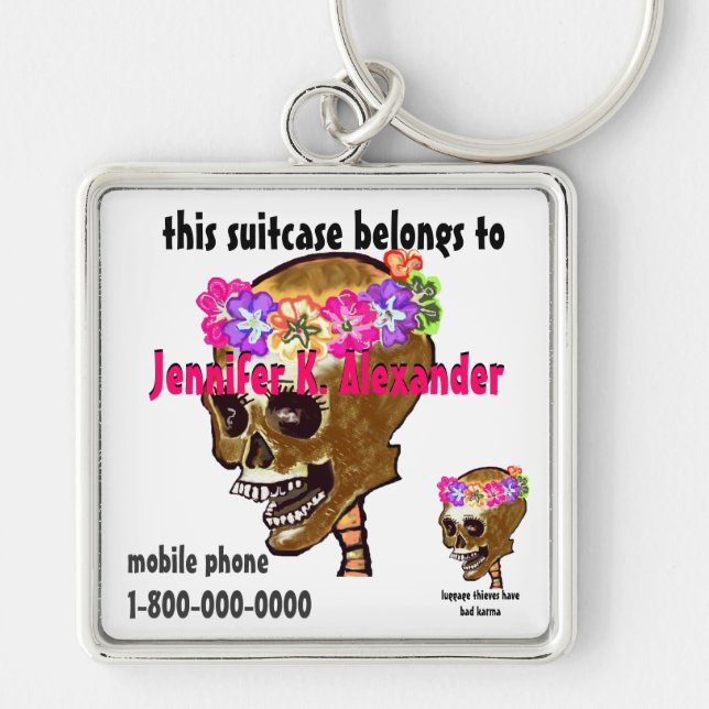 Skull luggage bag I.D. tag Keychain (Front)